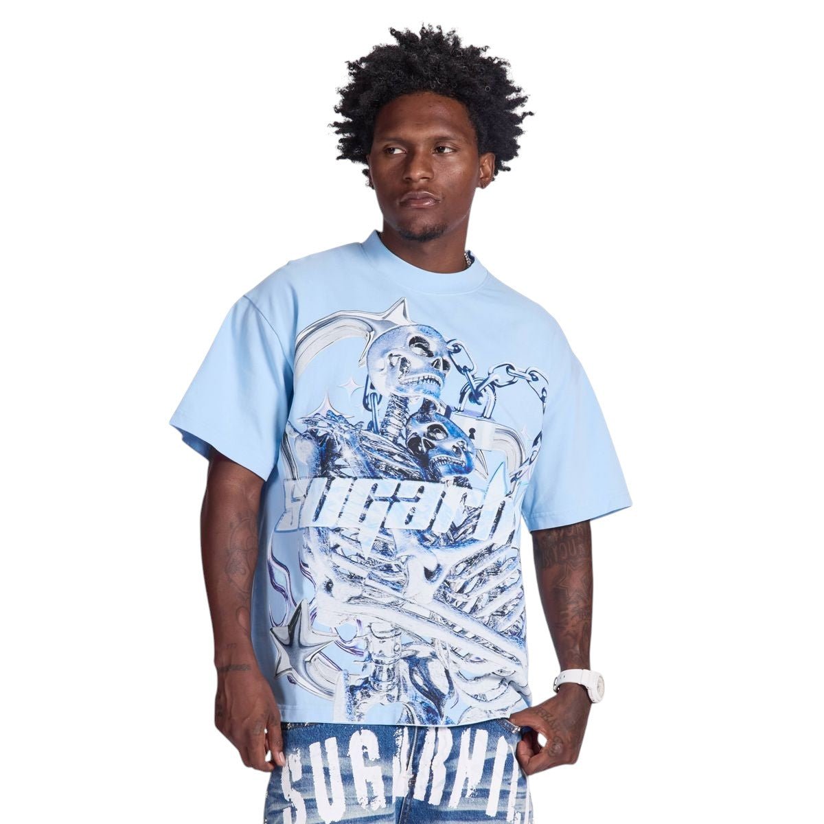 Sugarhill Star Death T-Shirt from On Time Fashions – T-shirt by Sugarhill, Birmingham AL’s 1 fashion store and premier destination for streetwear, suits, kids fashion, and big & tall