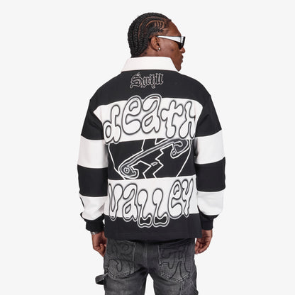 Sugarhill Together Long Sleeve Polo - Black/White, back on model