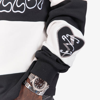 Sugarhill Together Long Sleeve Polo - Black/White, sleeve detail