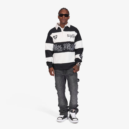 Sugarhill Together Long Sleeve Polo - Black/White, full length fit
