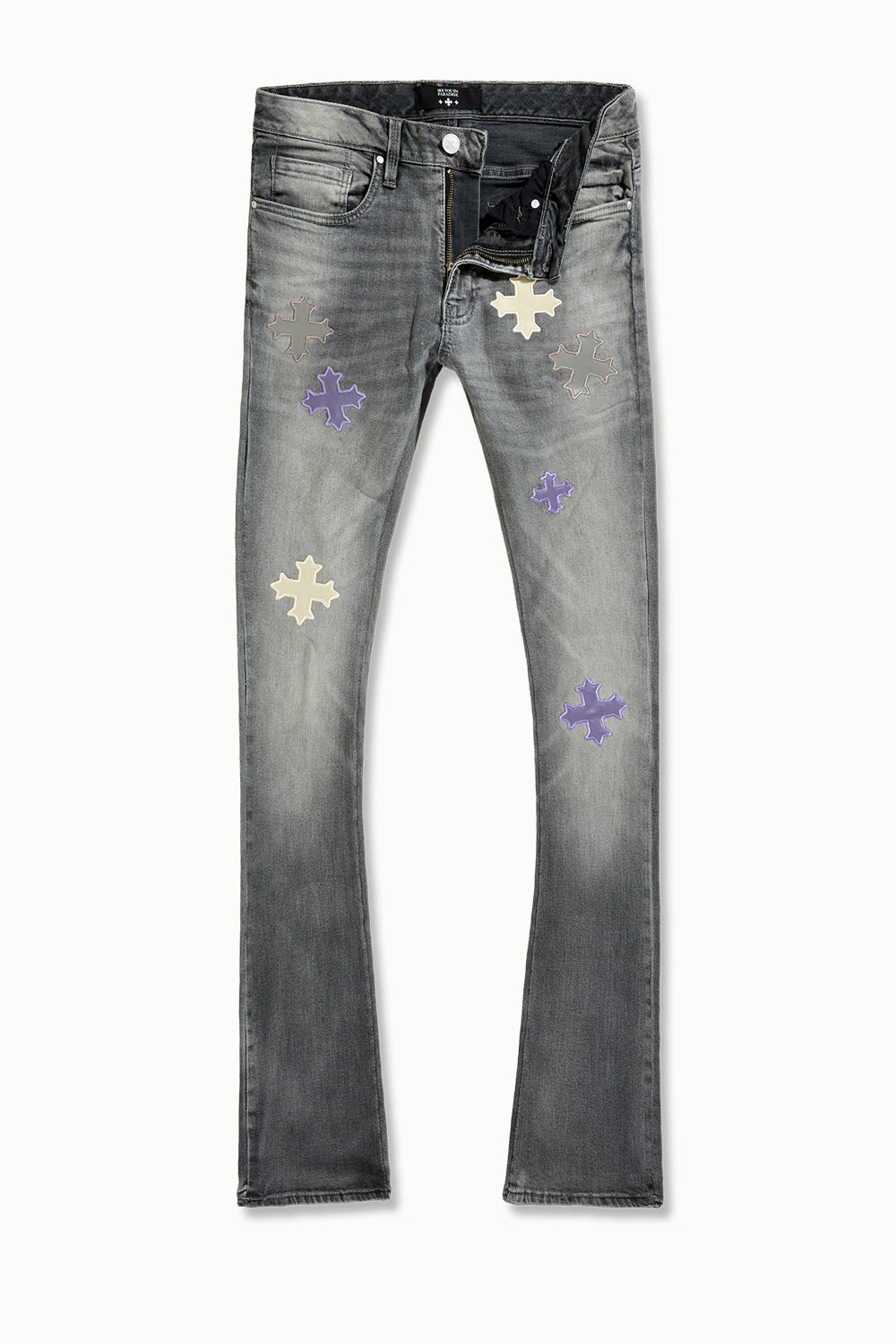 See You in Paradise Reckoning Stacked Denim JTFP2344 in Smoked Grey, front view