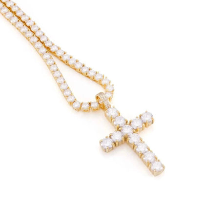 King Ice Tennis Cross Necklace