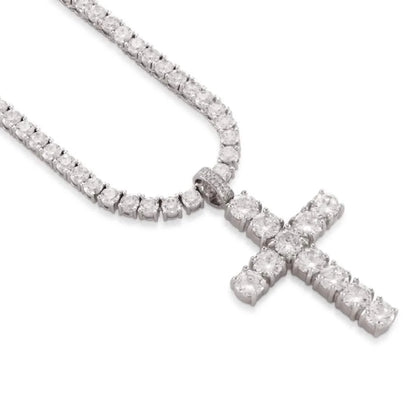 King Ice Tennis Cross Necklace