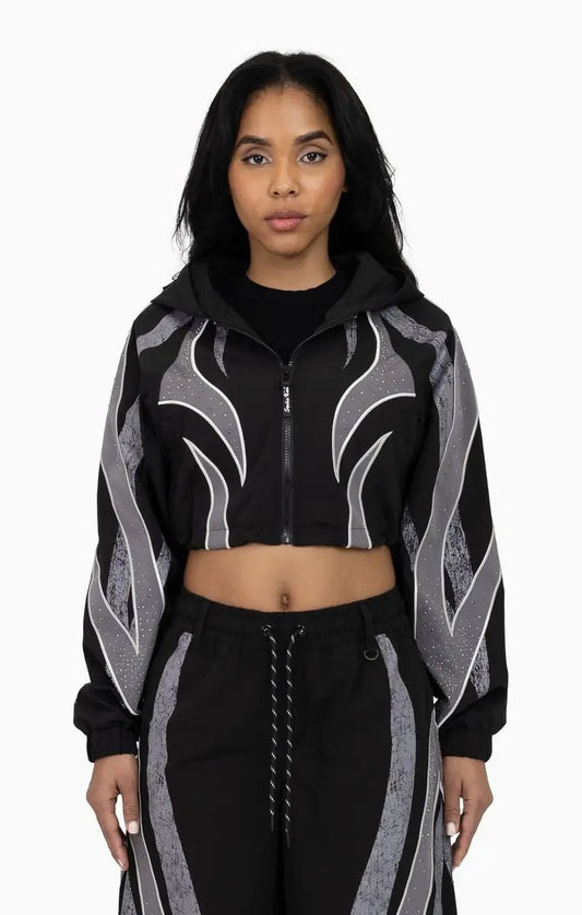 THE RED Women's Rhinestone Panel Windbreaker Set by Smoke Rise