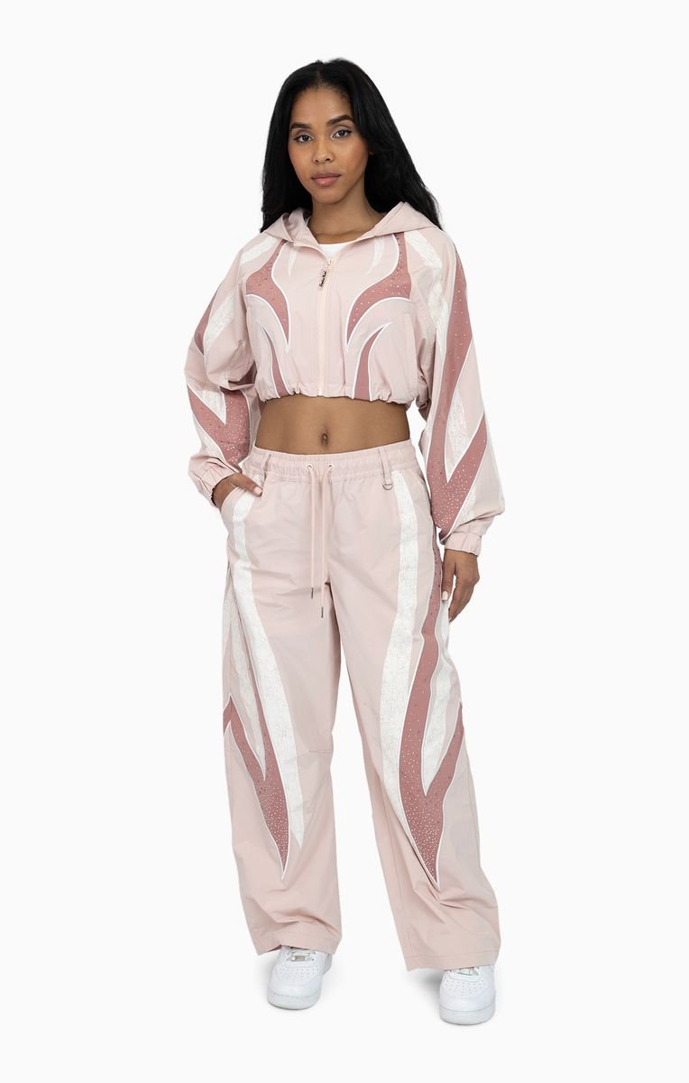 THE RED Women's Rhinestone Panel Windbreaker Set