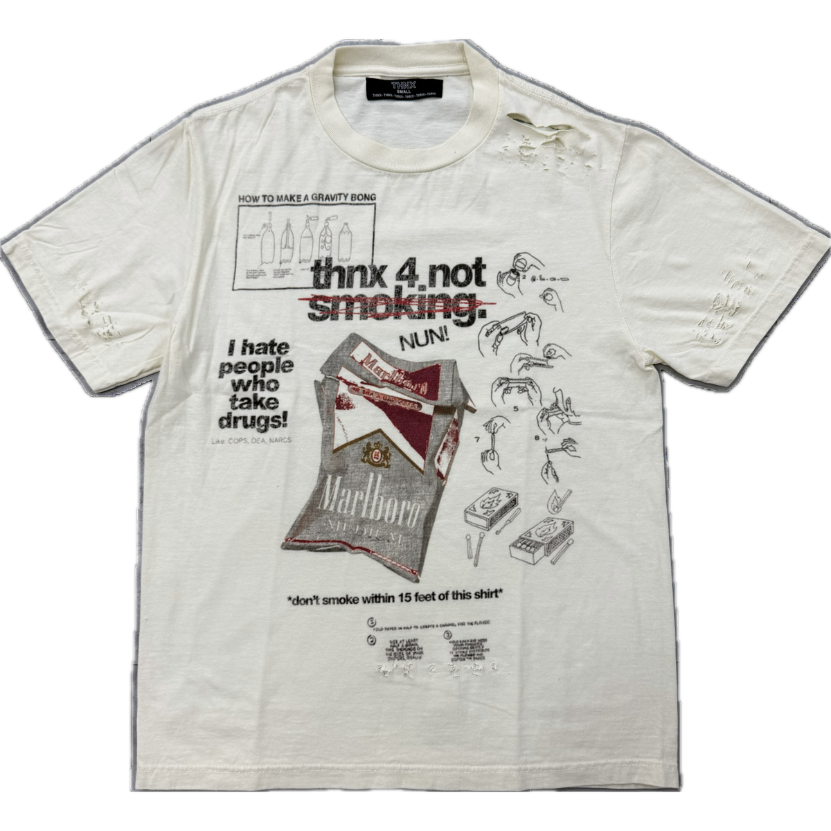 Thnx For Nothing Hypocrite Tee in Cream, front view
