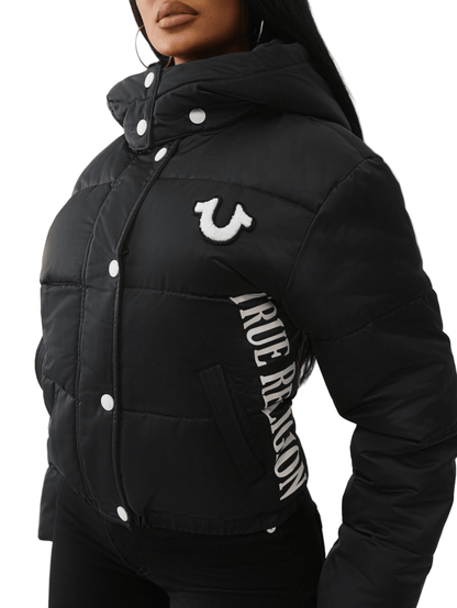 True Religion Branded Nylon Puffer Jacket from On Time Fashions – Women's Jacket by True Religion, Birmingham AL’s 1 fashion store and premier destination for streetwear, suits, kids fashion, and big & tall