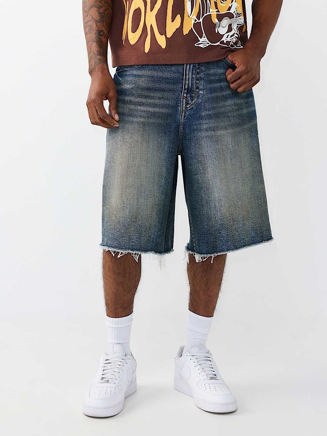 True Religion Mikey SN Flap Short Fray Hem