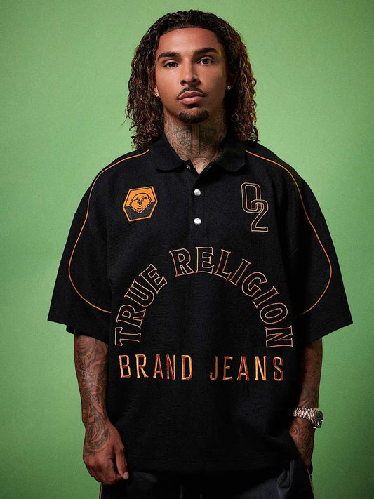True Religion Multi Logo Oversized Polo by True Religion