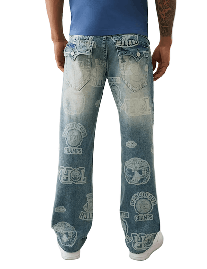 True Religion Ricky Allover Print Jean from On Time Fashions – Jeans by True Religion, Birmingham AL’s 1 fashion store and premier destination for streetwear, suits, kids fashion, and big & tall