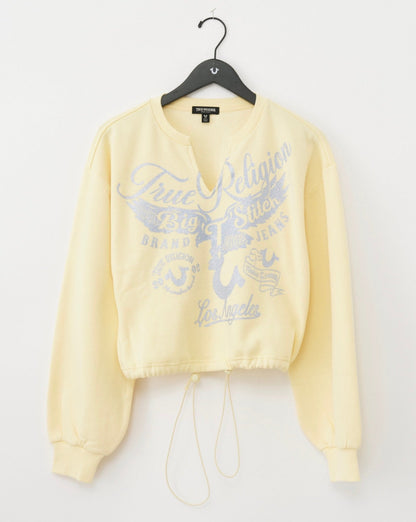 True Religion V Notch Pullover & Dolphin Hem Short Set from On Time Fashions – Women's short set by True Religion, Birmingham AL’s 1 fashion store and premier destination for streetwear, suits, kids fashion, and big & tall