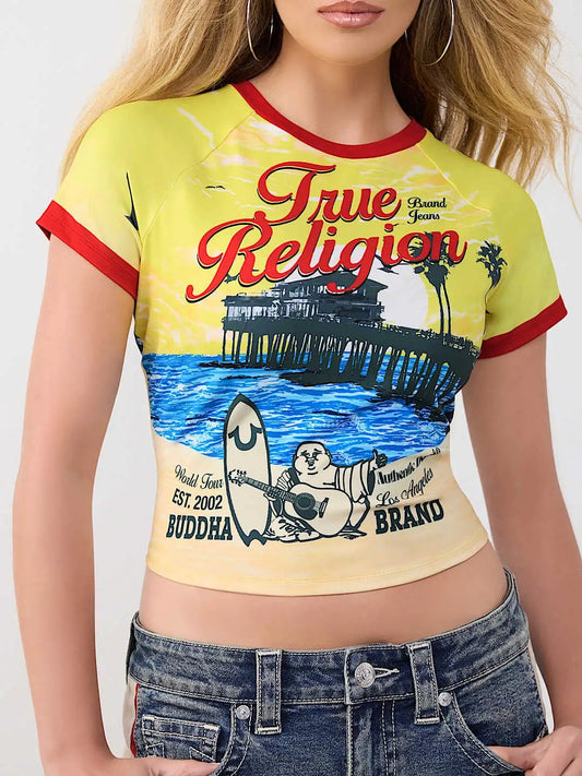 True Religion Vacation Raglan Sleeve Baby Tee by True Religion