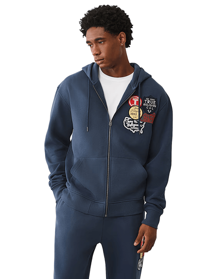 True Religion Vintage Patch Zip Hoodie from On Time Fashions – Hoodie by True Religion, Birmingham AL’s 1 fashion store and premier destination for streetwear, suits, kids fashion, and big & tall