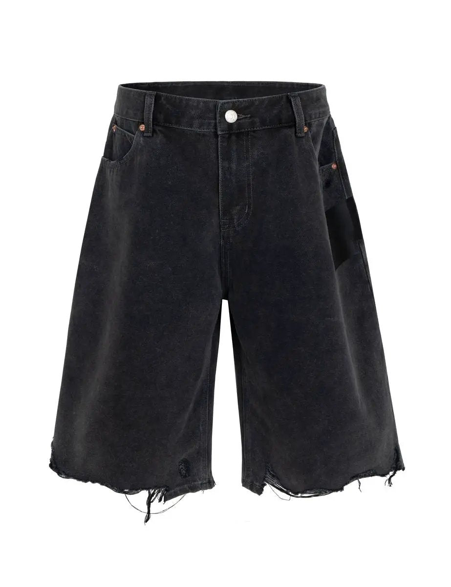 UNDEVELOPED Noir Cutoff Denim Shorts by UNDEVELOPED