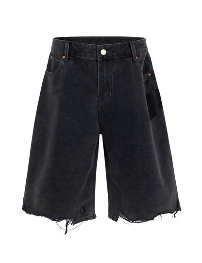 UNDEVELOPED Noir Cutoff Denim Shorts by UNDEVELOPED