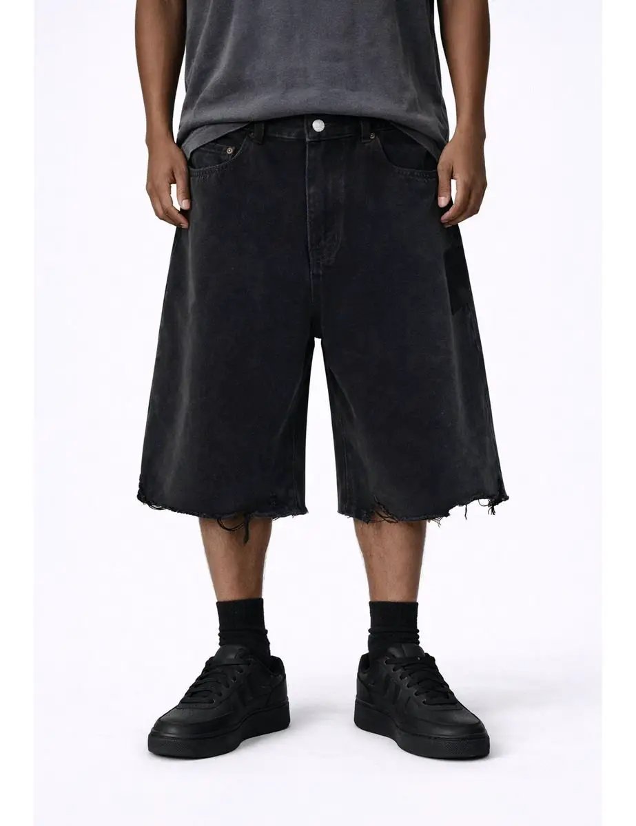 UNDEVELOPED Noir Cutoff Denim Shorts by UNDEVELOPED