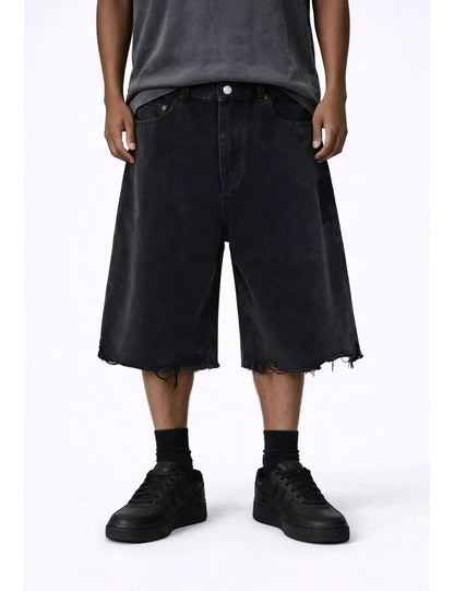 UNDEVELOPED Noir Cutoff Denim Shorts by UNDEVELOPED