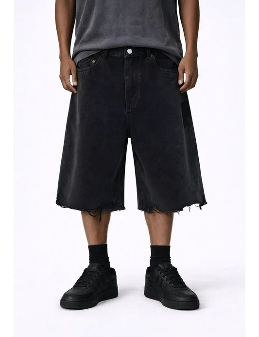 UNDEVELOPED Noir Cutoff Denim Shorts by UNDEVELOPED