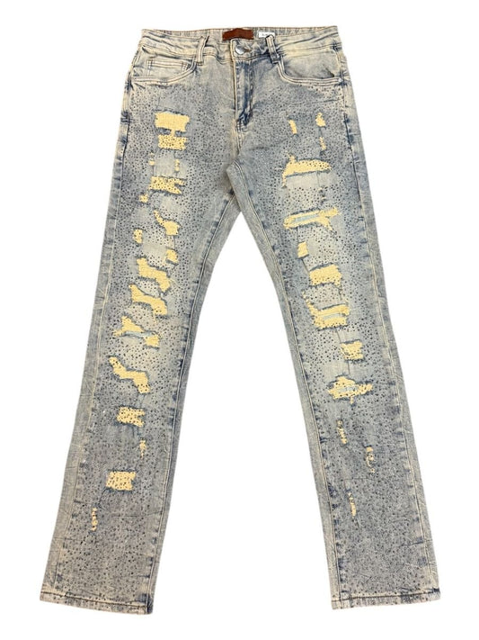 Waimea Rip and Repair Rhinestone Jeans from On Time Fashions – Jeans by Rams Imports Inc., Birmingham AL’s 1 fashion store and premier destination for streetwear, suits, kids fashion, and big & tall