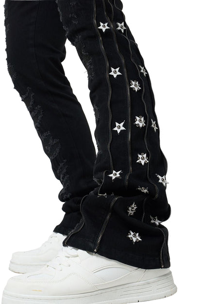 Waimea Side Zip Star Stacked Denim from On Time Fashions – jeans by Rams Imports Inc., Birmingham AL’s 1 fashion store and premier destination for streetwear, suits, kids fashion, and big & tall
