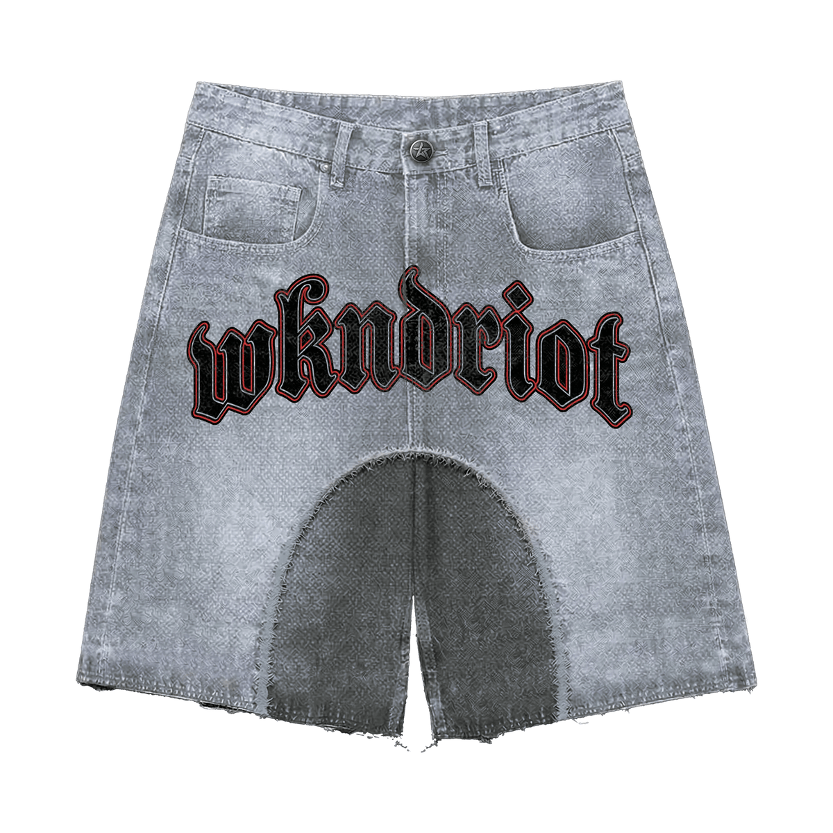 WKND RIOT Chaos Cult Denim from On Time Fashions – Shorts by WKND RIOT, Birmingham AL’s 1 fashion store and premier destination for streetwear, suits, kids fashion, and big & tall