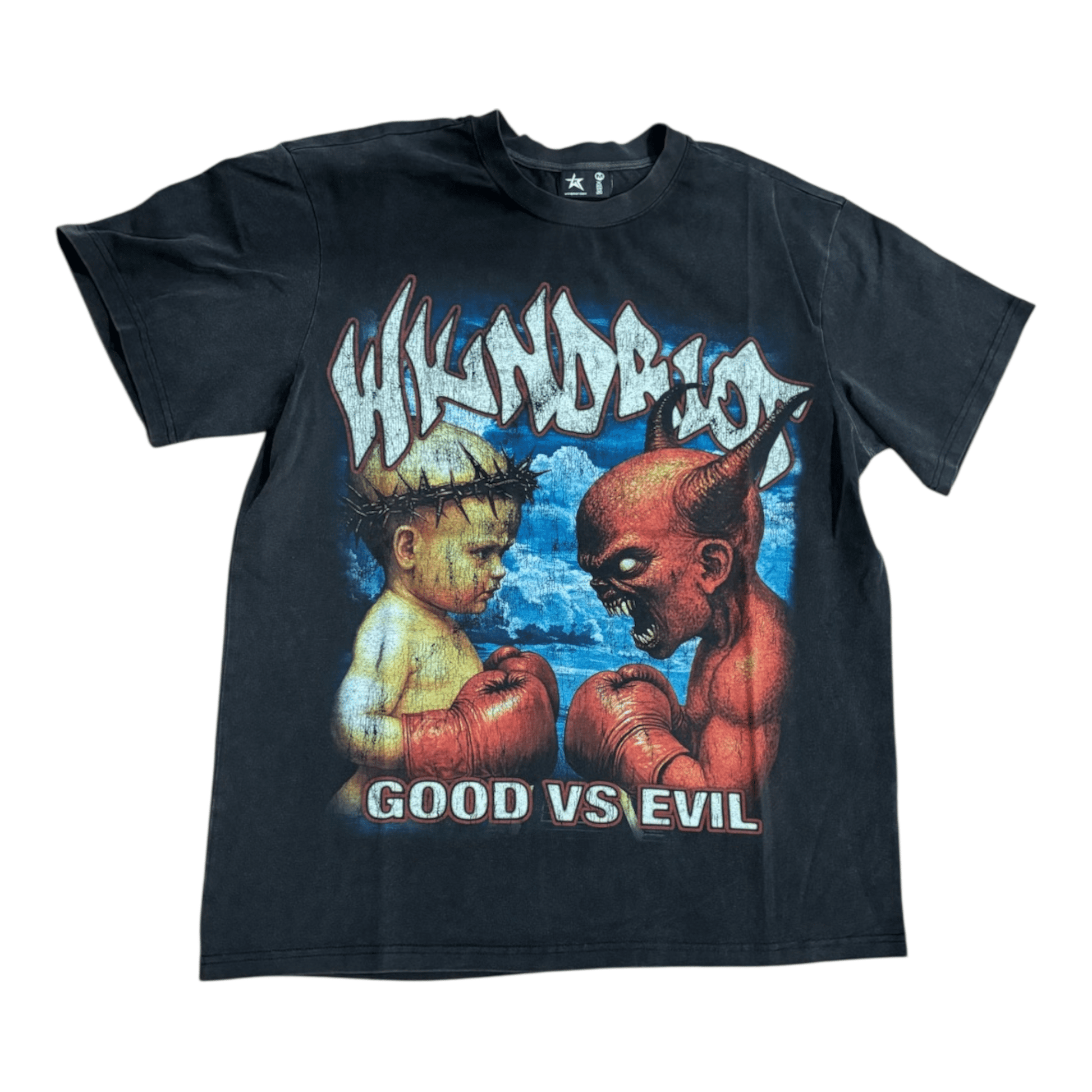 WKND RIOT Good vs Evil from On Time Fashions – Tee by On Time Fashions, Birmingham AL’s 1 fashion store and premier destination for streetwear, suits, kids fashion, and big & tall