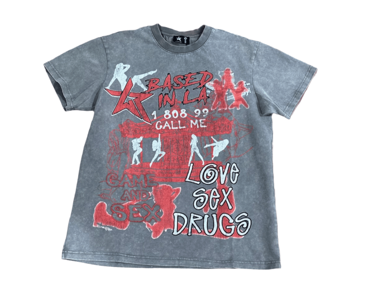 WKND RIOT Love S3x Dr*gs from On Time Fashions – Tee by On Time Fashions, Birmingham AL’s 1 fashion store and premier destination for streetwear, suits, kids fashion, and big & tall
