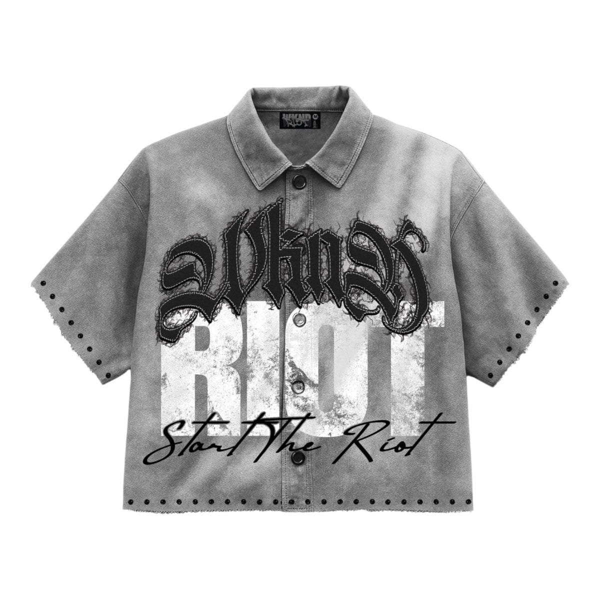 WKND Riot Start The Riot Button Up in Grey